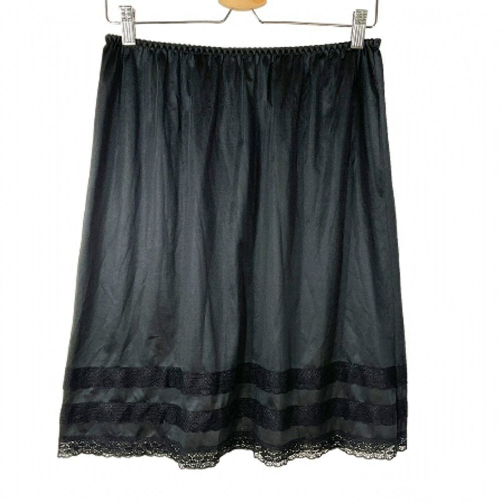 Vintage Black Lace Skirt Slip Midi S